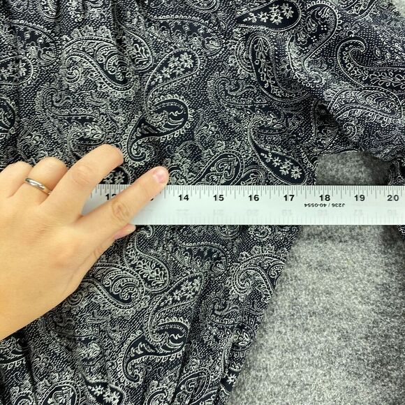 Taurus II Dress Women 10 Black Paisley Maxi Long Elastic Waist Collared Button - Picture 7 of 9